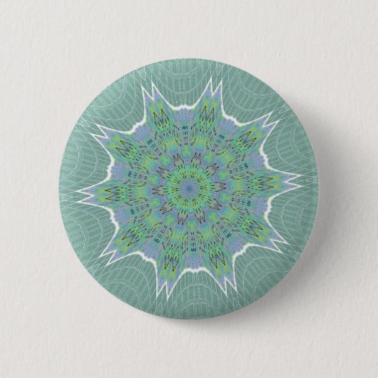 Kühles grünes Blumenmuster Button (Vorderseite)