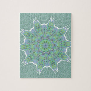 Kühles grünes Blumenmuster Puzzle