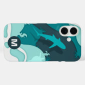 Kühles Hai-Abstraktkunst-Monogramm Case-Mate iPhone Hülle (Rückseite (Horizontal))