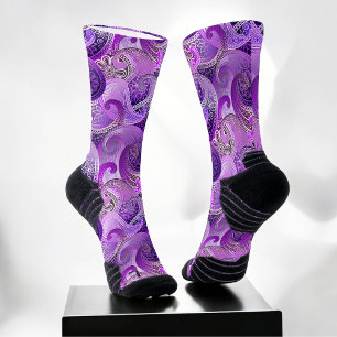 Kühles lila Paisley-Muster Socken