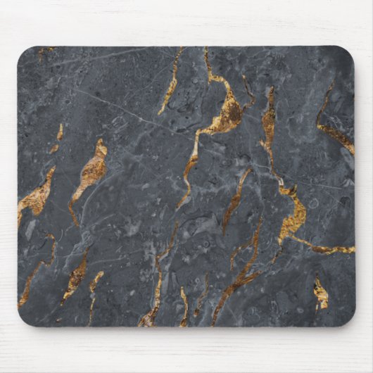 Kühles Marmor Grau Gold Mousepad (Vorne)