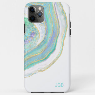 Kühles Pastell-Aqua und Purpur-Achat mit Monogramm Case-Mate iPhone Hülle