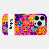 Kühles Retro-Blumenmuster personalisiert Case-Mate iPhone Hülle (Rückseite (Horizontal))