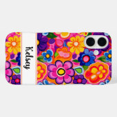 Kühles Retro-Blumenmuster personalisiert Case-Mate iPhone Hülle (Rückseite (Horizontal))