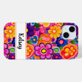 Kühles Retro-Blumenmuster personalisiert Case-Mate iPhone Hülle (Rückseite (Horizontal))