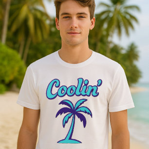 Kühles Retro-Lila und Türkis Vintage T-Shirt