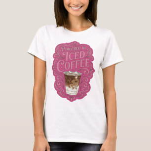 Kühles Rosa POWERED BY ICED COFFEE Künstlerisches  T-Shirt