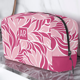 Kühles Rosa und Weiß modernes florales Muster Mono Waschbeutel