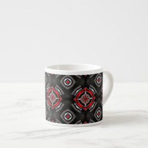 Kühles rotes und schwarzes geometrisches Muster Espressotasse