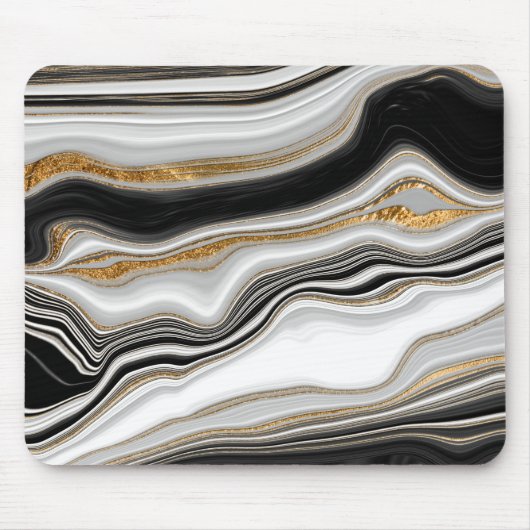 Kühles Schwarz-Gold-Marmor Mousepad (Vorne)