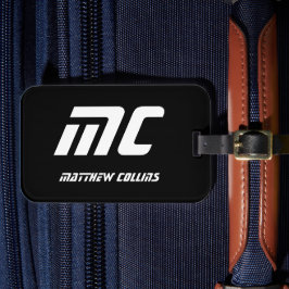 Kühles Schwarz-Weiß personalisiertes Sport-Monogra Gepäckanhänger