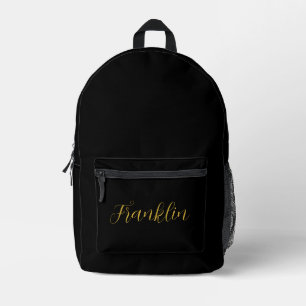 Kühles schwarzes Gold Monogramm Männer Frauen Reis Bedruckter Rucksack
