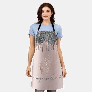 Kühles Silber Glitter-Tropfen Rose Gold Cupcake Schürze