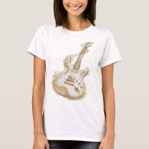 Kühles Silber GOLDENE GITARRE Benutzerdefiniertes T-Shirt