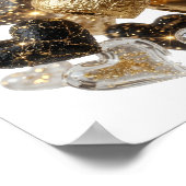 Kühles Silber GOLDENE HERZEN Poster (Ecke)