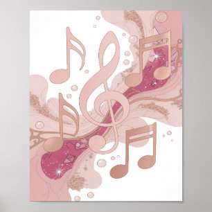 Kühles Silber MUSIC IN THE AIR Moderne Gestaltung Poster