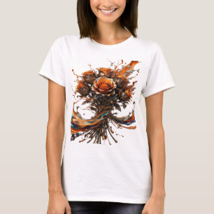 Kühles Silber ORANGE ROSEN IN METALLISCHER BLÜTE T-Shirt