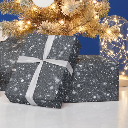 Kühles Stahlgrau Feines graues Glittermuster Geschenkpapier (Feiertage)