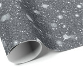 Kühles Stahlgrau Feines graues Glittermuster Geschenkpapier (Rolleneckpunkt)
