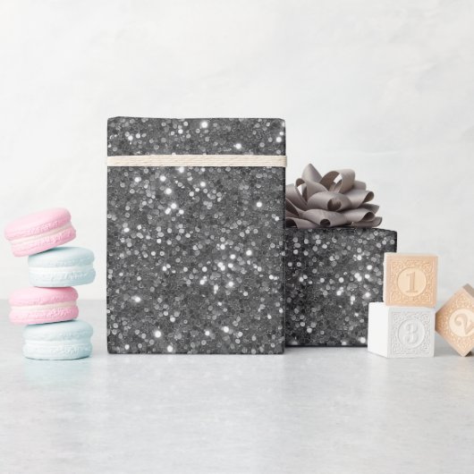 Kühles Stahlgrau Feines graues Glittermuster Geschenkpapier (Babyparty)