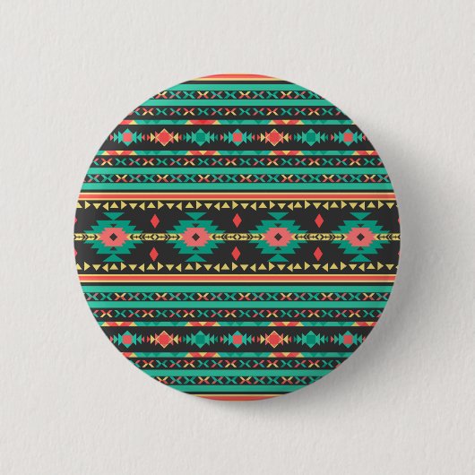 Kühles, tribal-ethnisches geometrisches Muster Button (Vorderseite)