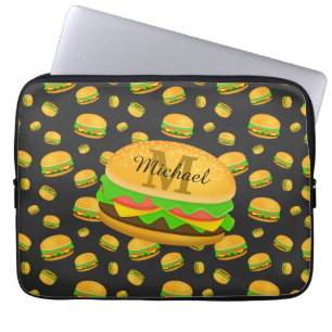 Kühles und lustiges leckeres Burger-Muster Monogra Laptopschutzhülle