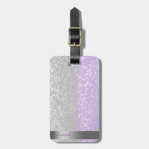 Kühles Veilchen Silber Glitter Bokeh Ombre Streife Gepäckanhänger