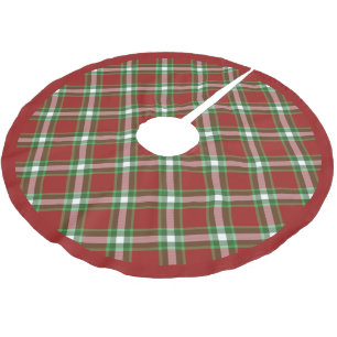 Kühles Weiß Rot Grün Lumberjack-Karomuster Polyester Weihnachtsbaumdecke