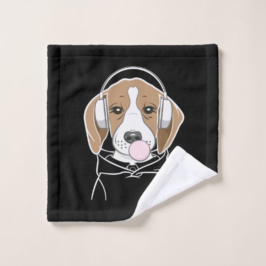 Kühlhund mit Bubblegum Niedlich Funny Beagle Badhandtuch Set (Waschlappen)