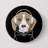 Kühlhund mit Bubblegum Niedlich Funny Beagle Button (Vorderseite)
