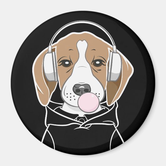 Kühlhund mit Bubblegum Niedlich Funny Beagle Magnet (Vorne)