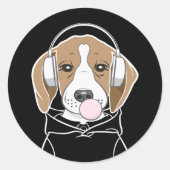 Kühlhund mit Bubblegum Niedlich Funny Beagle Runder Aufkleber (Vorderseite)