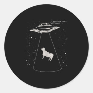 Kuhliebhaber Funny Cow Mill UFO Flying Saucer Runder Aufkleber