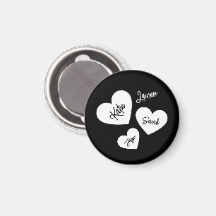 Kühlschrank der personalisierten Herz-Schwarz-Weiß Magnet