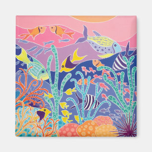 Kühlschrank-Kunst: Stripy Schwimmer Magnet