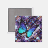 Kühlschrank Magnet Blauer Schmetterling auf Fluori (Vorderseite/Rückseite)