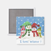 Kühlschrank-Magnet der Familie Snowmen . Magnet (Vorderseite/Rückseite)