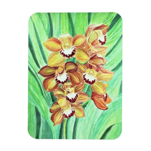 Kühlschrank Magnet - Orange & Gelbe Orchideen (Vertikal)