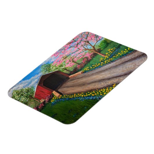 Kühlschrank Magnet - Springtime bei Covered Bridge (Linke Seite)