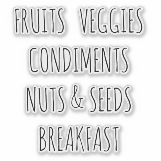 Kühlschrank-Organisation für Vinyl-Aufkleber nach  Aufkleber (Vorderseite)