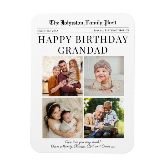 Kühlschrankmagnet Birthday Newspapier benutzerdefi Magnet (Vertikal)