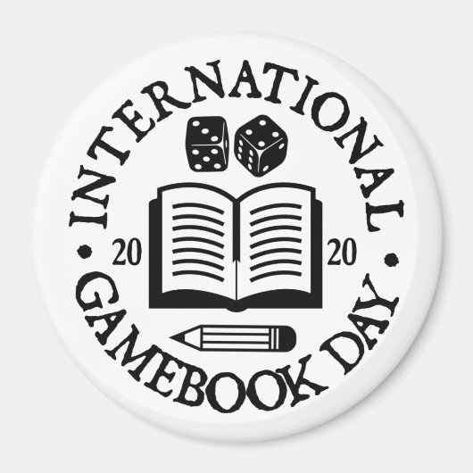 Kühlschrankmagnet des Internationalen Gamebook-Tag (Vorne)