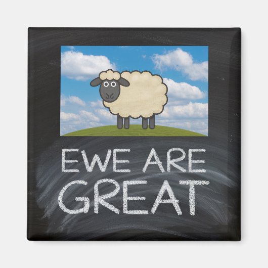 Kühlschrankmagnet "Ewe are Great" Schafspuppe (Vorne)