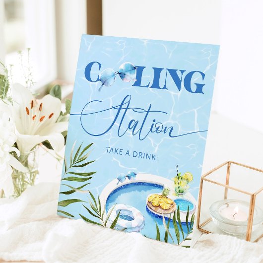 Kühlstation Pool Geburtstagsparty Sockelschild