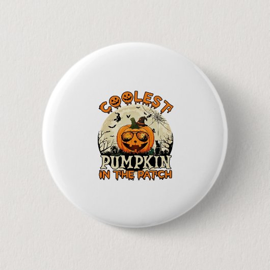 Kühlste Kürbisfeld-Sonnenbrille Hexenhut Halloween Button (Vorderseite)