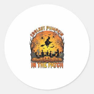 Kühlster Kürbisfeld Halloween Hexe Spinnen Friedho Runder Aufkleber