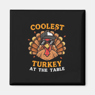 Kühlster Truthahn am Tisch Thanksgiving Herbst Män Magnet