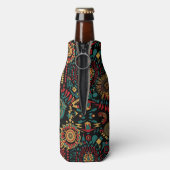 Kühlte Cyan "Heritage Inspiriert Patterns" Foam Bo Flaschenkühler (Flasche Rückseite)