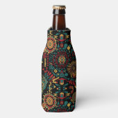 Kühlte Cyan "Heritage Inspiriert Patterns" Foam Bo Flaschenkühler (Flaschenvorderseite)