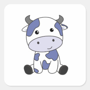 Kuhmilch Kawaii Japanische Blaubeere Quadratischer Aufkleber